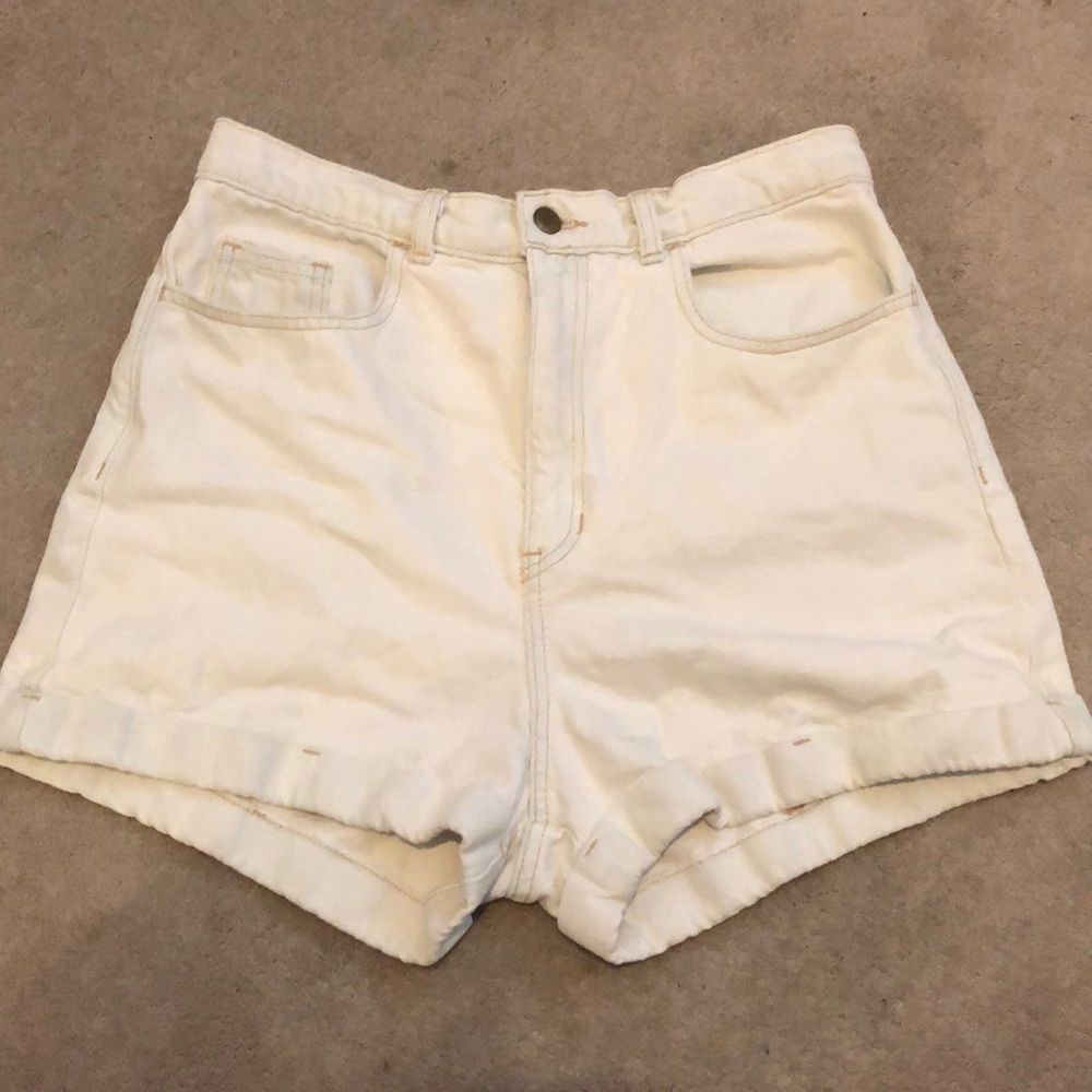 White Denim High Waisted Shorts